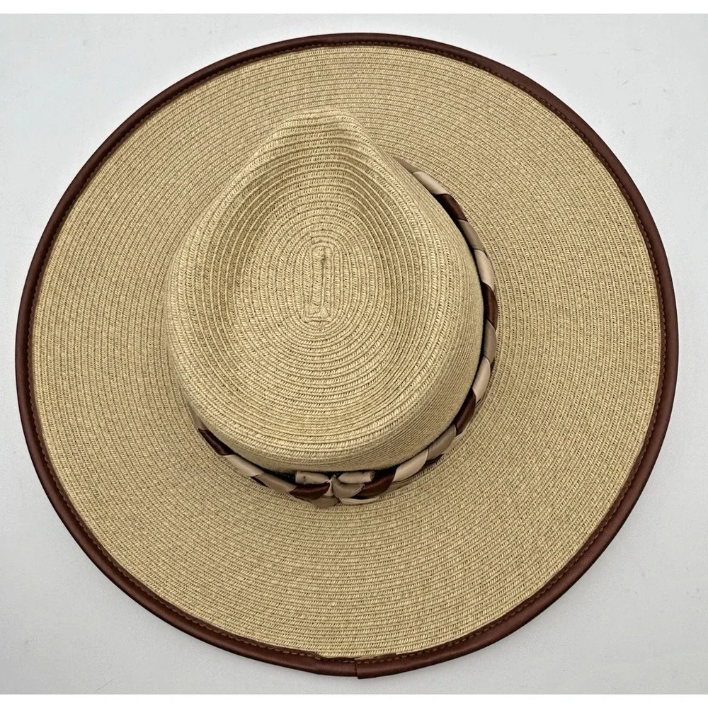 San Diego Hat Company Natural‎ Beige Fedora Crown Woven Paper Sun Brim Hat